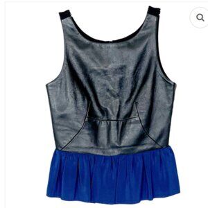 Amanda Uprichard Sleeveless Black Leather Blouse Size Large